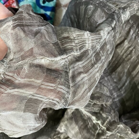 Grizas Silk Textured Bubble Midi Dress Womens S Gray Lagenlook Boho Artsy - Picture 12 of 13